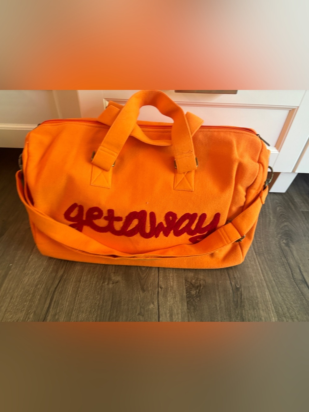 “Getaway” Orange Canvas Weekender Bag